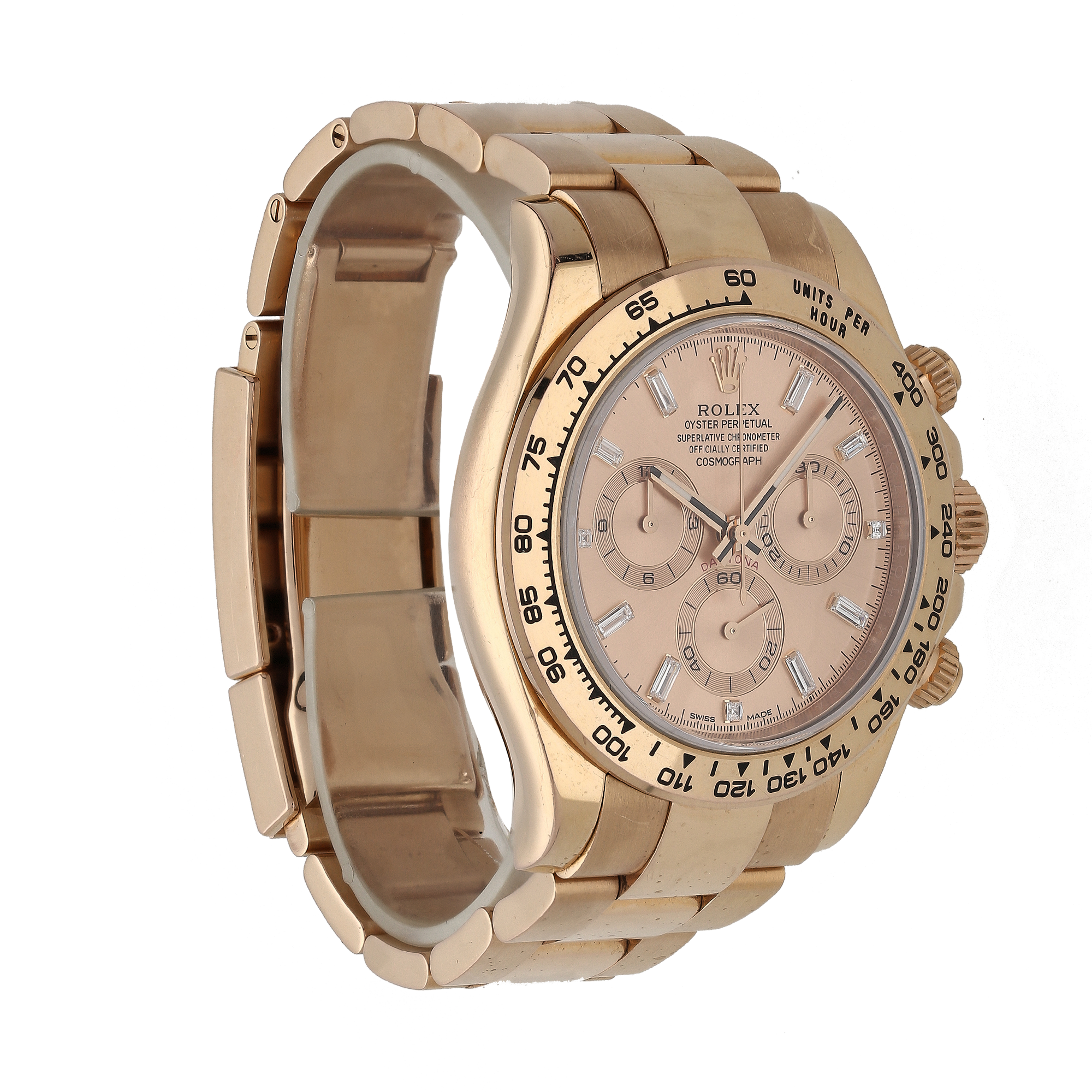 Rolex Daytona 116505 Everose Gold Baguette Diamond Dial Watch – 2014, Full Set