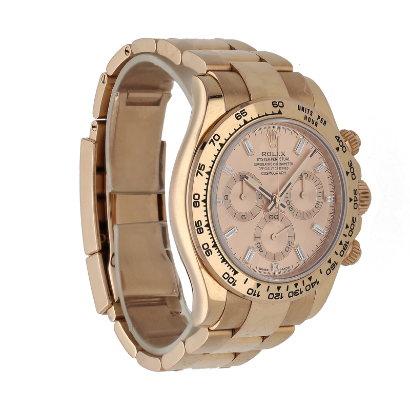Rolex Daytona 116505 Everose Gold Baguette Diamond Dial Watch – 2014, Full Set