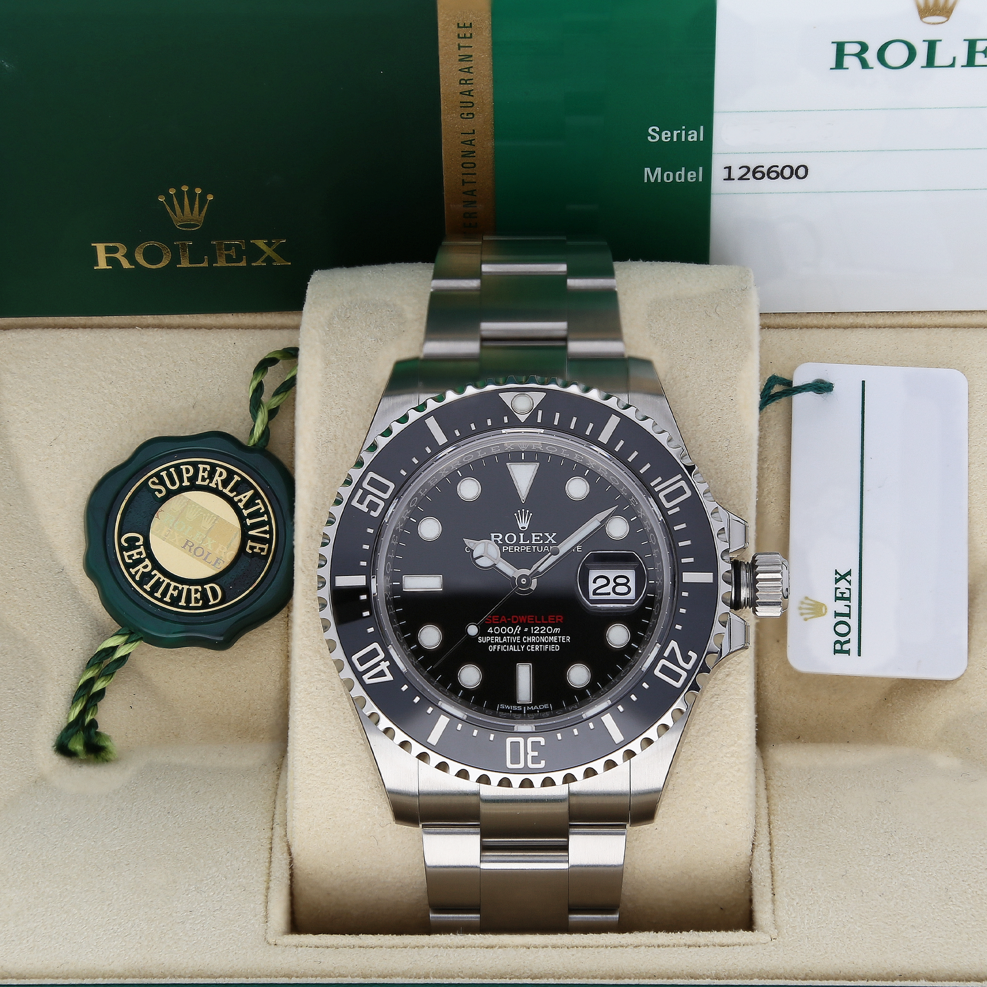 Unworn Rolex Sea-Dweller 126600 ‘Red Writing’ Black Dial Watch – 2017, 44mm, Fully Stickered, Full Set