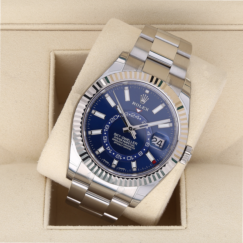 Unworn Rolex Sky-Dweller 326934 Blue Dial Stainless Steel Watch – 2018, Fully Stickered, Full Set