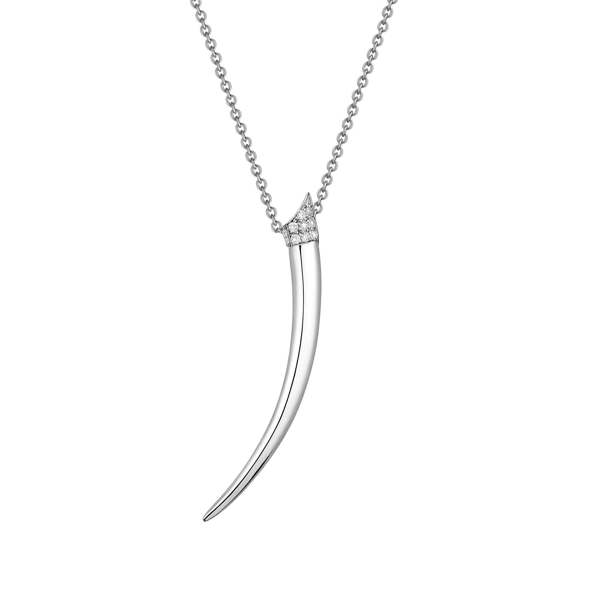 Silver Diamond Tusk Pendant