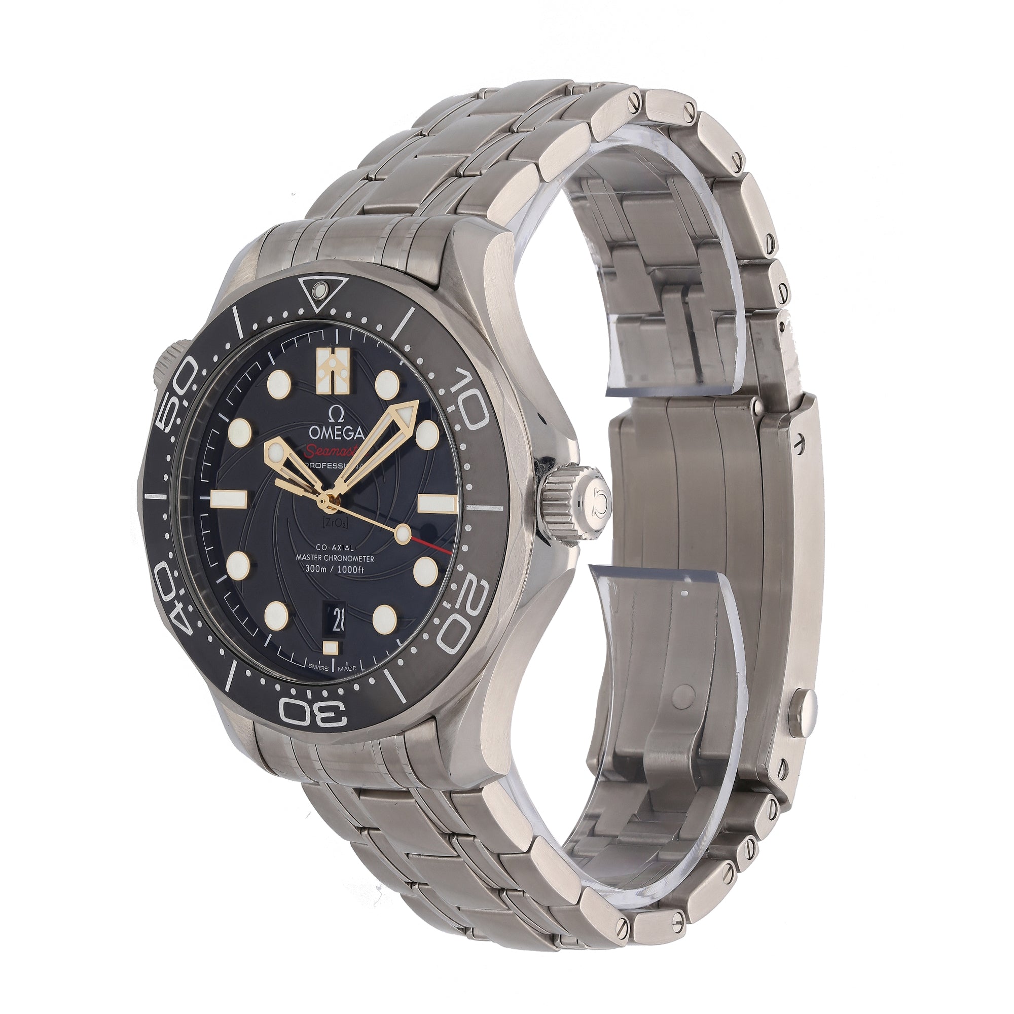 Omega Seamaster Diver 300M James Bond 007 Limited Edition right side profile showing crown and case