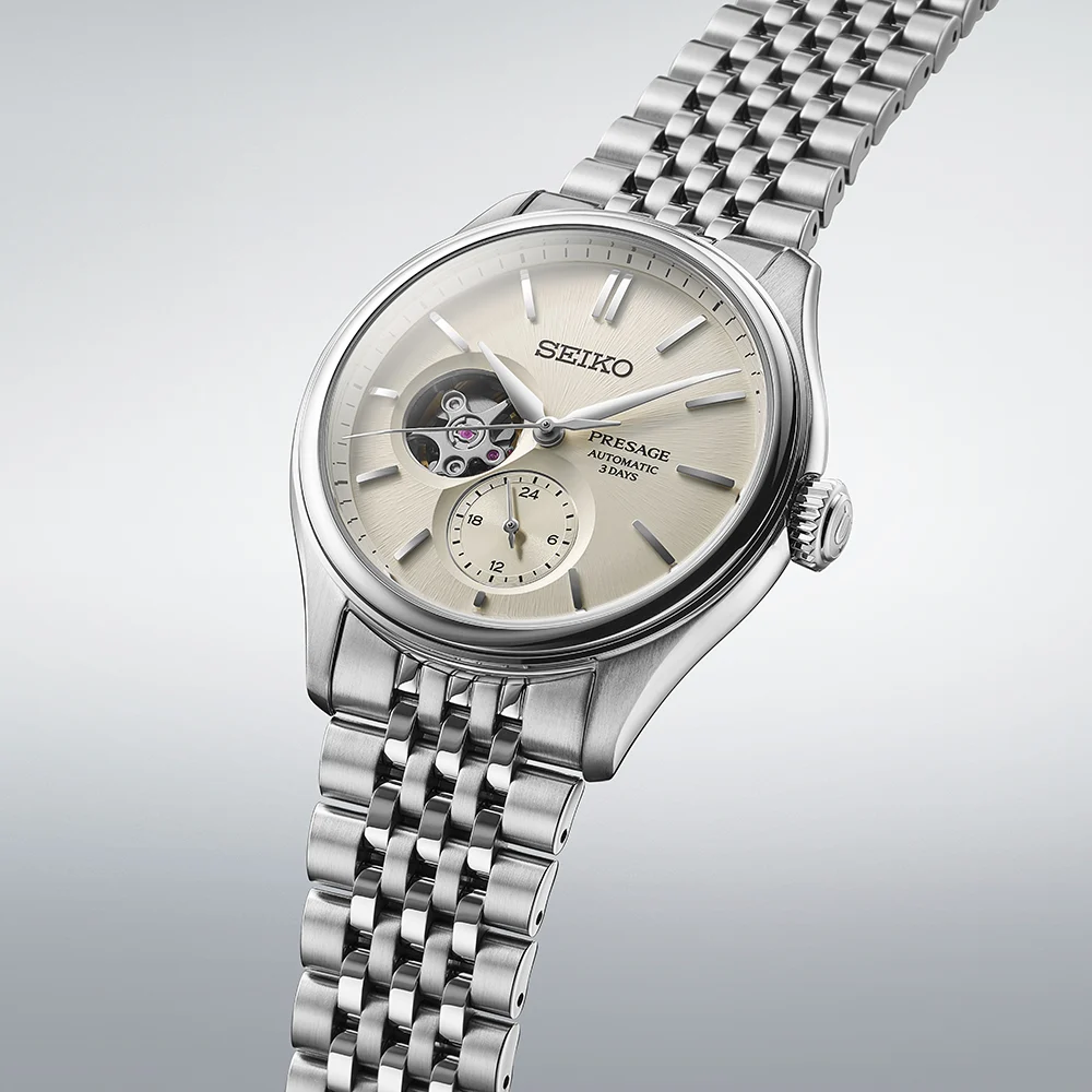 Seiko Presage Classic Series ‘Shiro-iro’ Open Heart Stainless Steel 40.2mm Watch SPB469J1