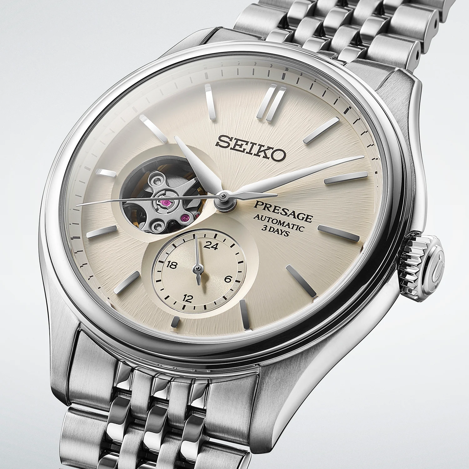 Seiko Presage Classic Series ‘Shiro-iro’ Open Heart Stainless Steel 40.2mm Watch SPB469J1