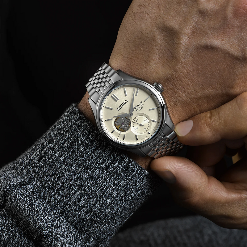 Seiko Presage Classic Series ‘Shiro-iro’ Open Heart Stainless Steel 40.2mm Watch SPB469J1