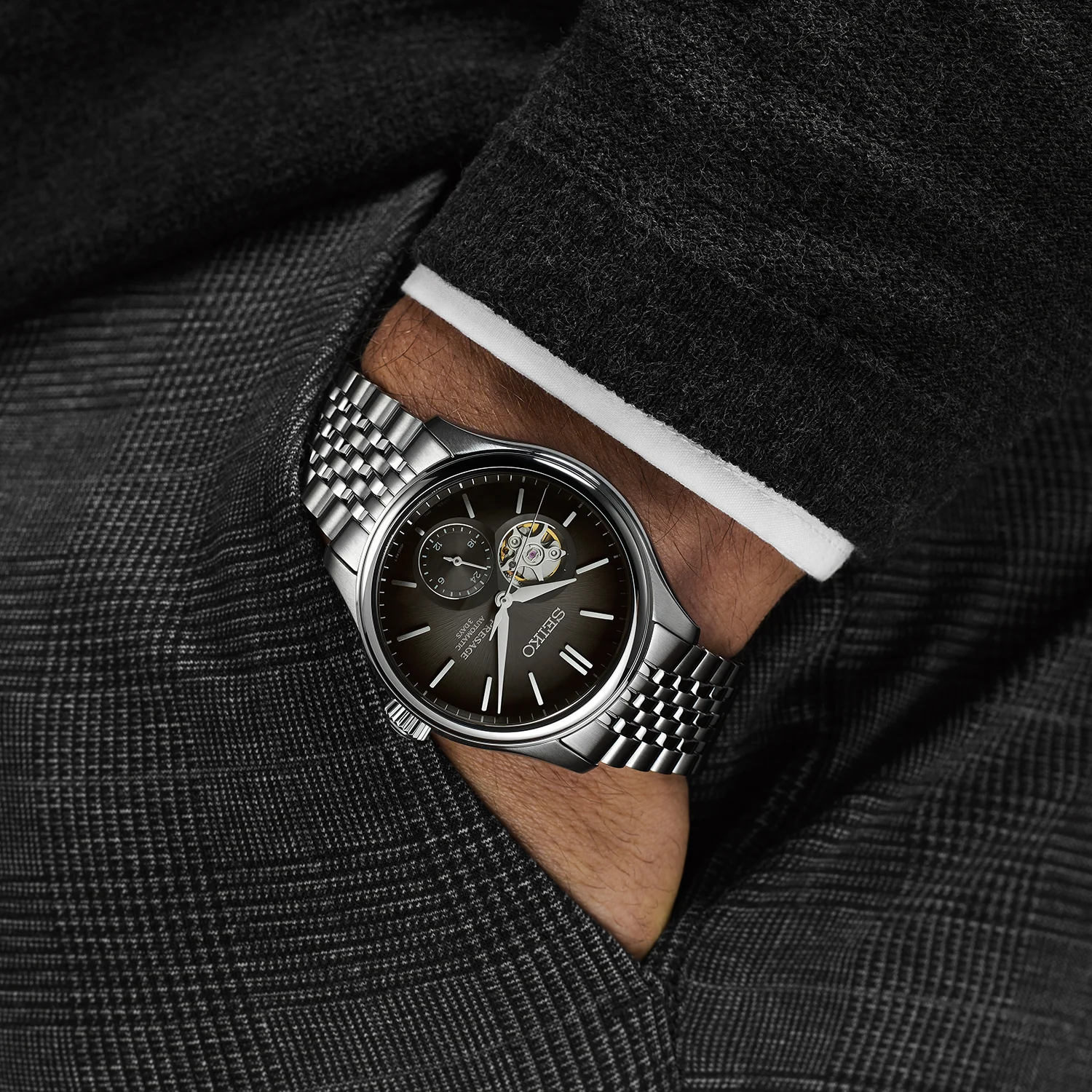 Seiko Presage Classic Series ‘Sumi-iro’ Open Heart Automatic 40mm Watch SPB471J1