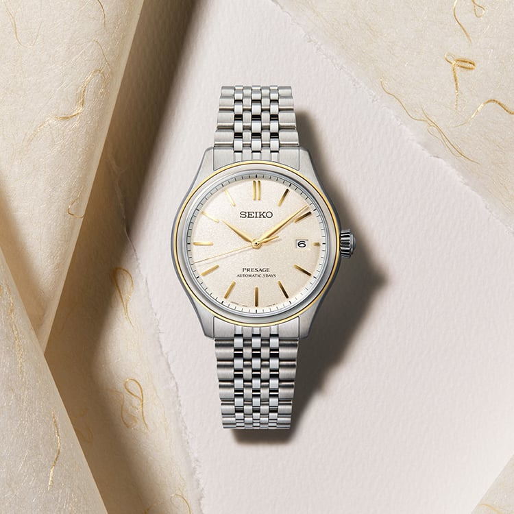Seiko Presage Classic Series Delicate Cream Silk Automatic 40mm Watch SPB478J1