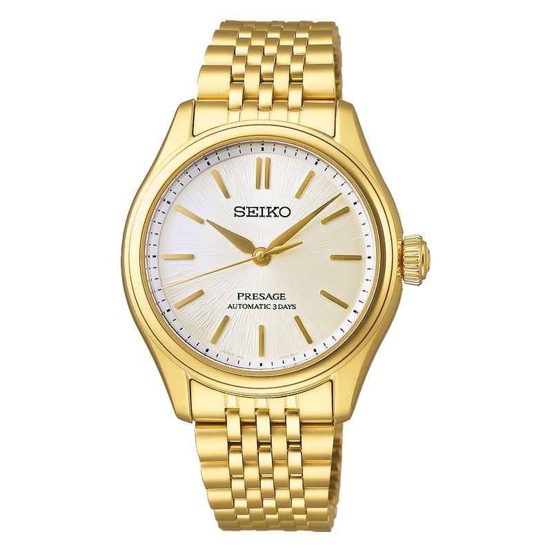 Seiko Presage Classic Series ‘Shiro-iro’ Gold Automatic 36mm Watch SPB524J1