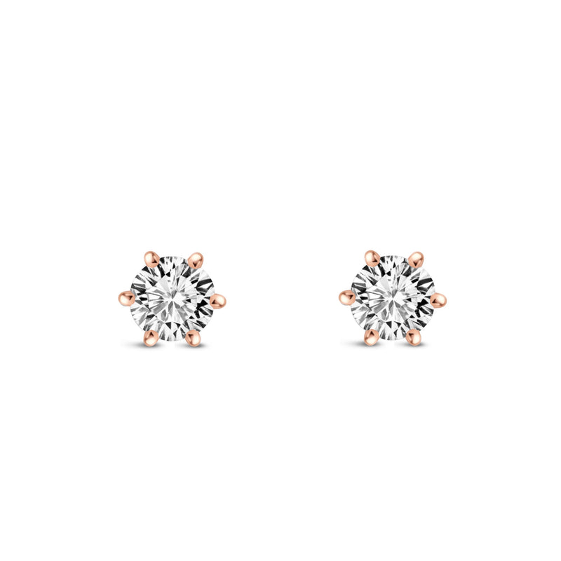 Rose Gold Vermeil 6-Claw CZ Stud Earrings 3mm