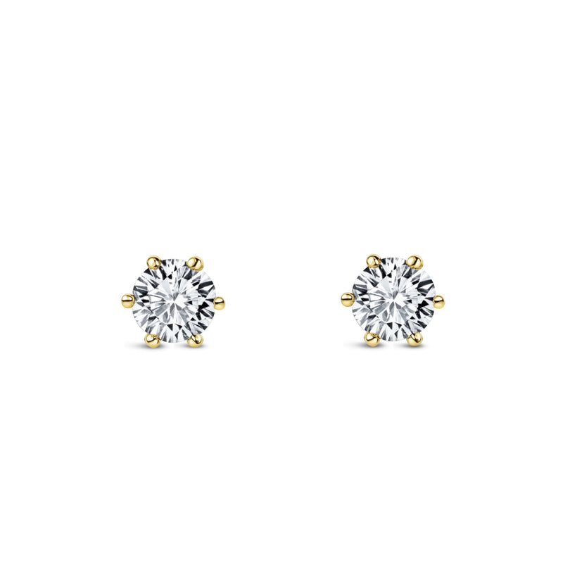 Gold Vermeil 6-Claw CZ Stud Earrings 3mm