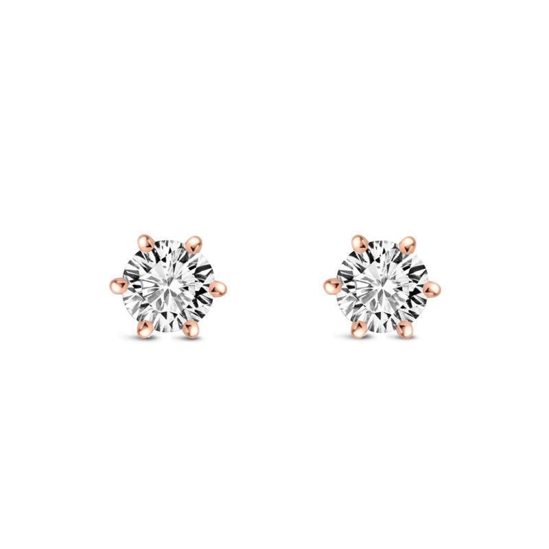 Rose Gold Vermeil 6-Claw CZ Stud Earrings 4mm