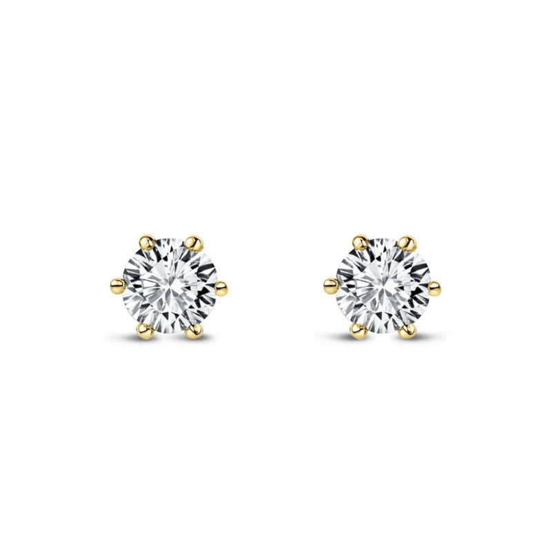 Gold Vermeil 6-Claw CZ Stud Earrings 4mm