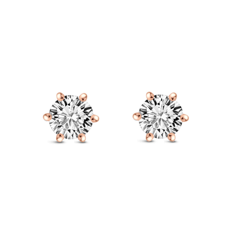 Rose Gold Vermeil 6-Claw CZ Stud Earrings 5mm