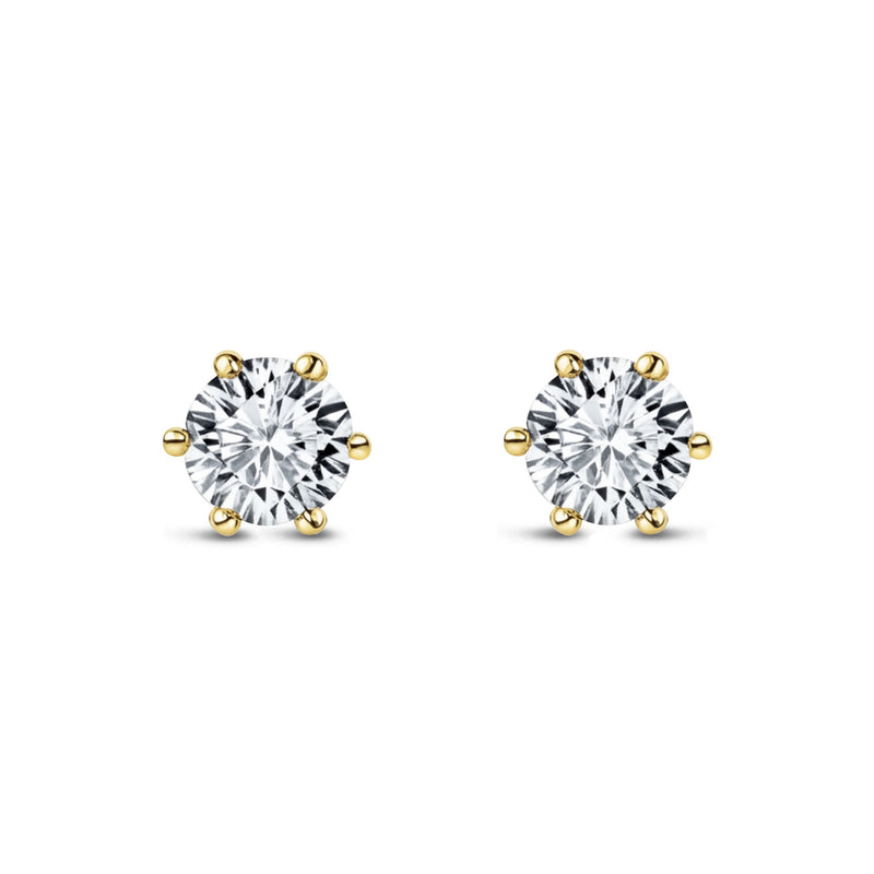 Gold Vermeil 6-Claw CZ Stud Earrings 5mm