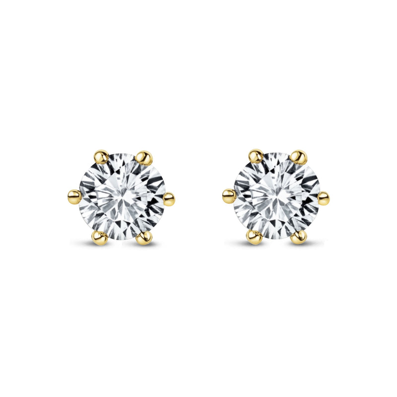 Gold Vermeil 6-Claw CZ Stud Earrings 6mm
