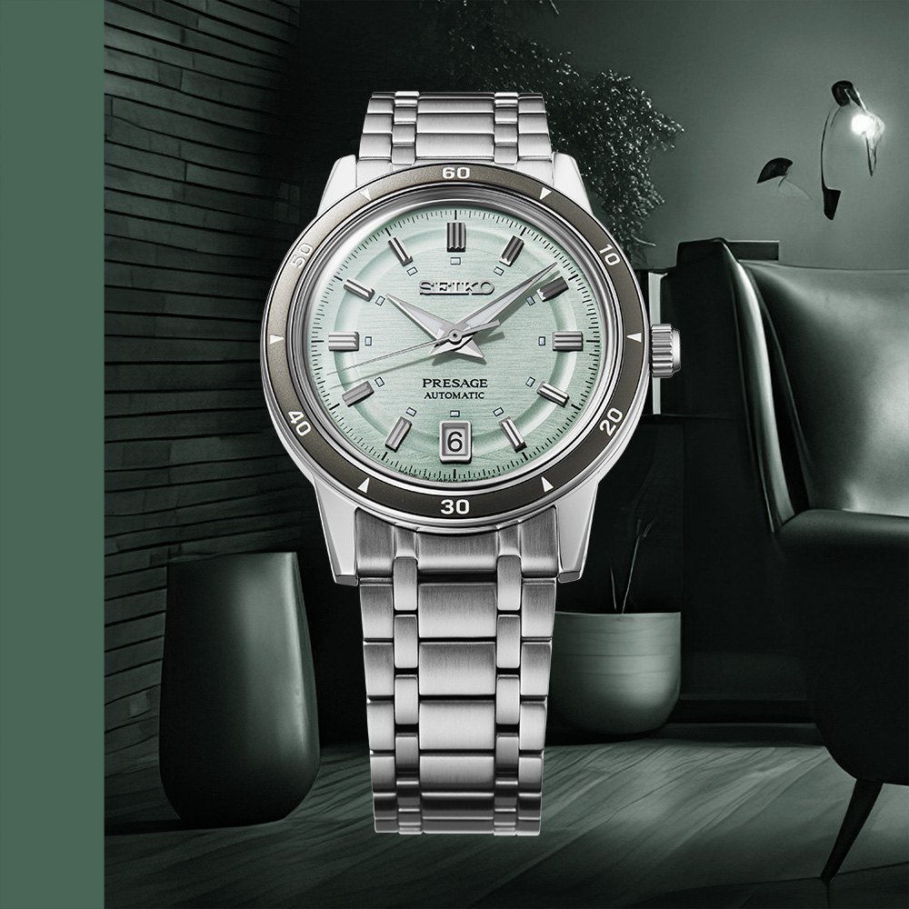Seiko Presage Style 60s Ice Green Automatic Men’s 39.5mm Watch SRPL71J1