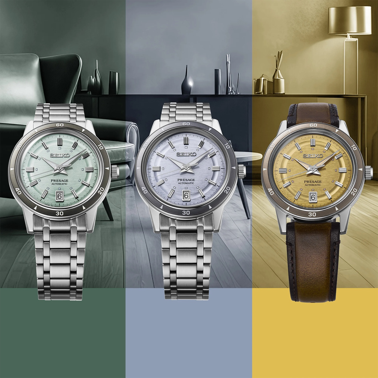 Seiko Presage Style 60s Men’s Golden Yellow 39.5mm Strap Watch SRPL75J1