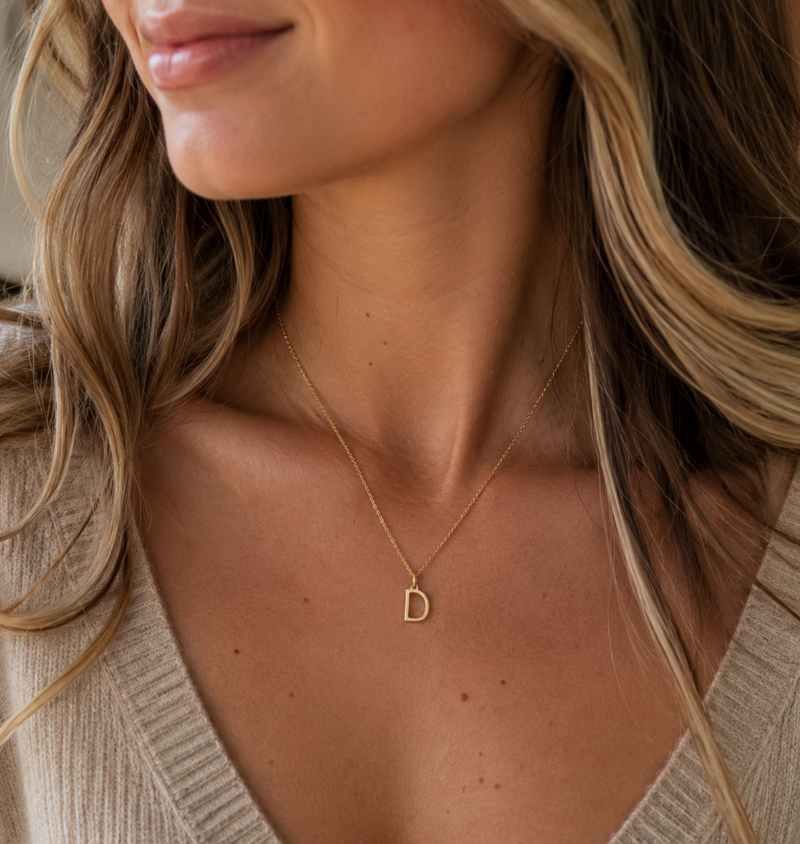9ct Yellow Gold Initial 'D' Necklace