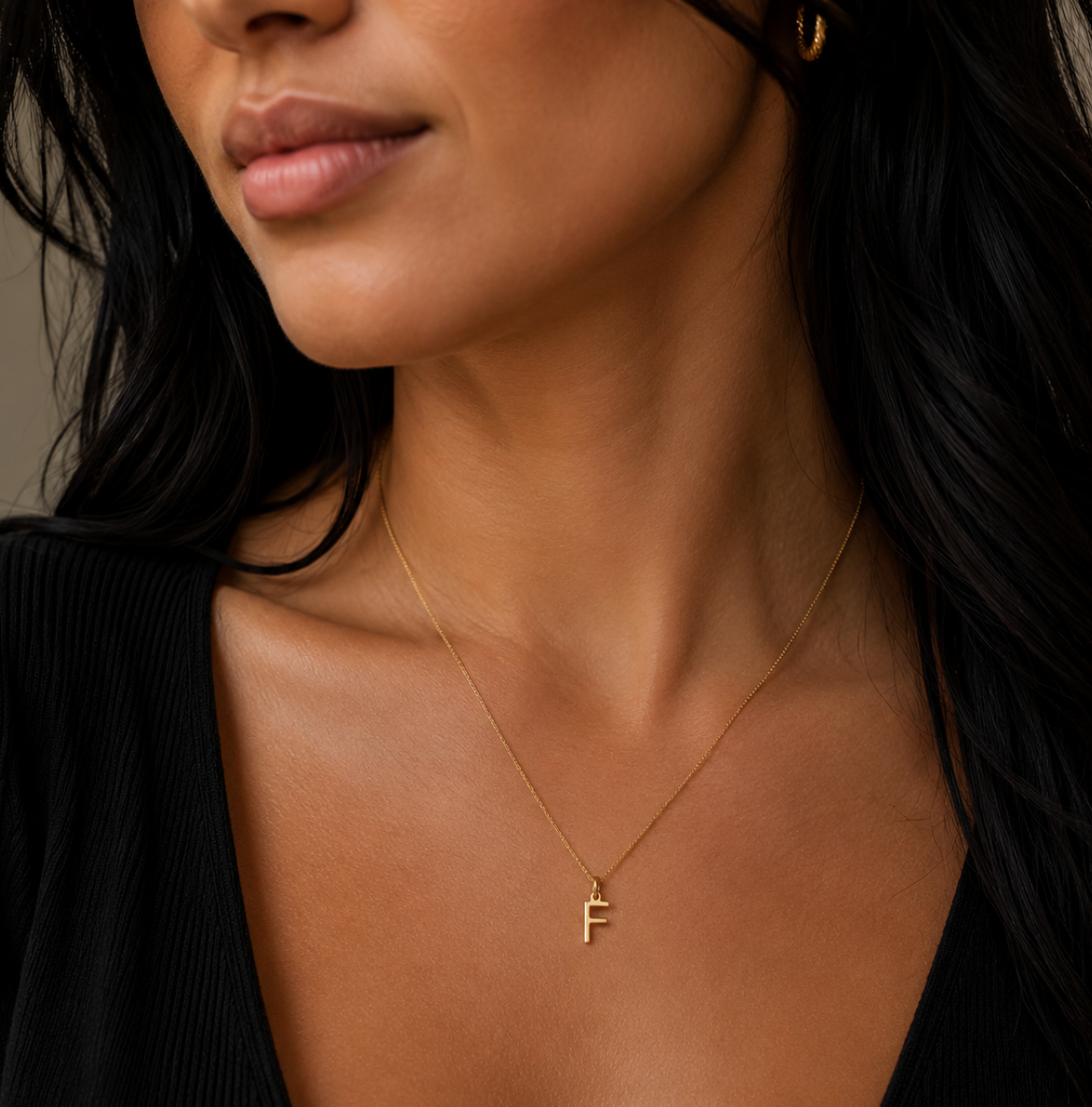 9ct Yellow Gold Initial 'F' Necklace