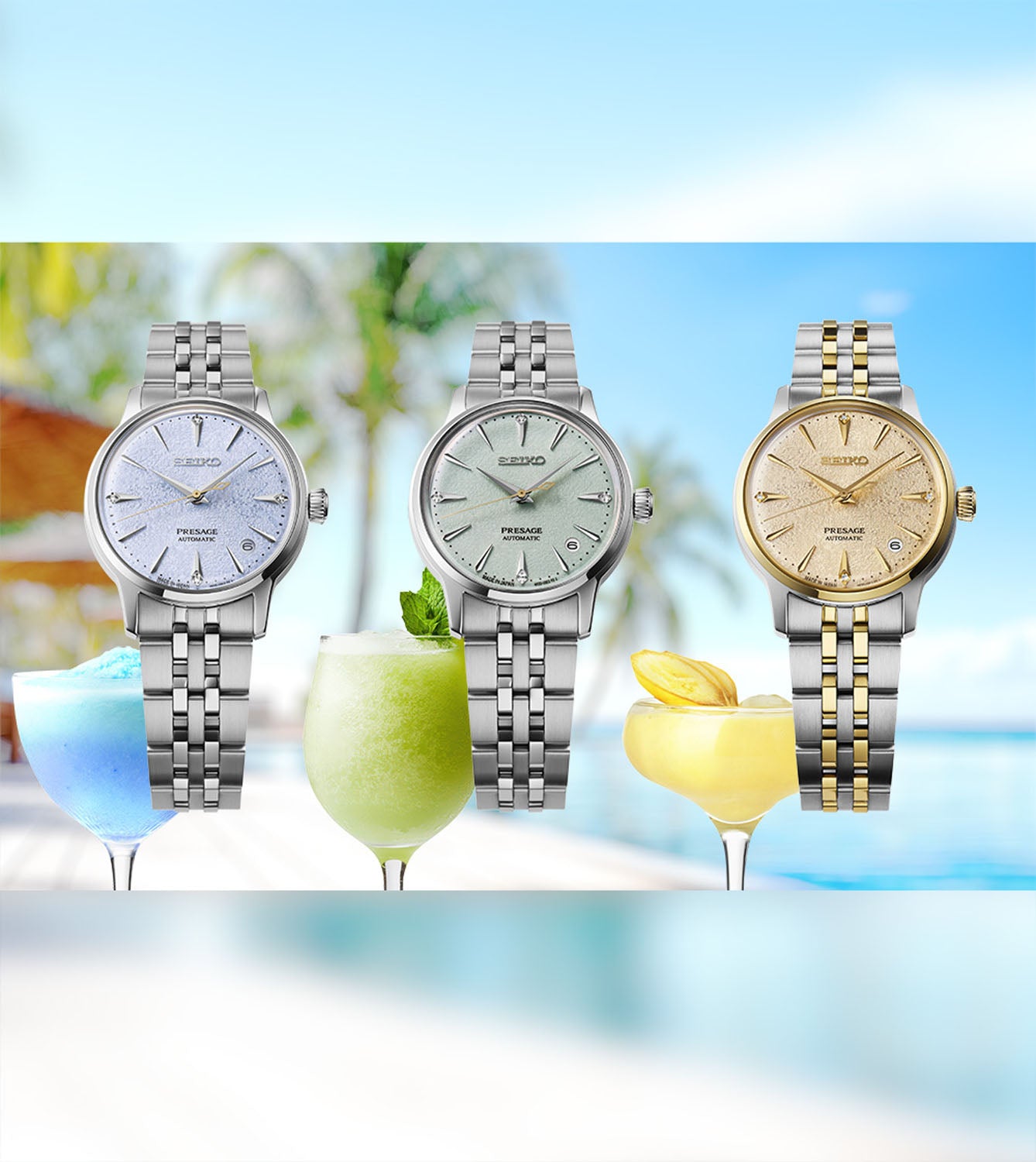 Seiko Presage Cocktail Time ‘Frozen Skydiving’ Diamond Ladies’ 34mm Watch SRPL61J1