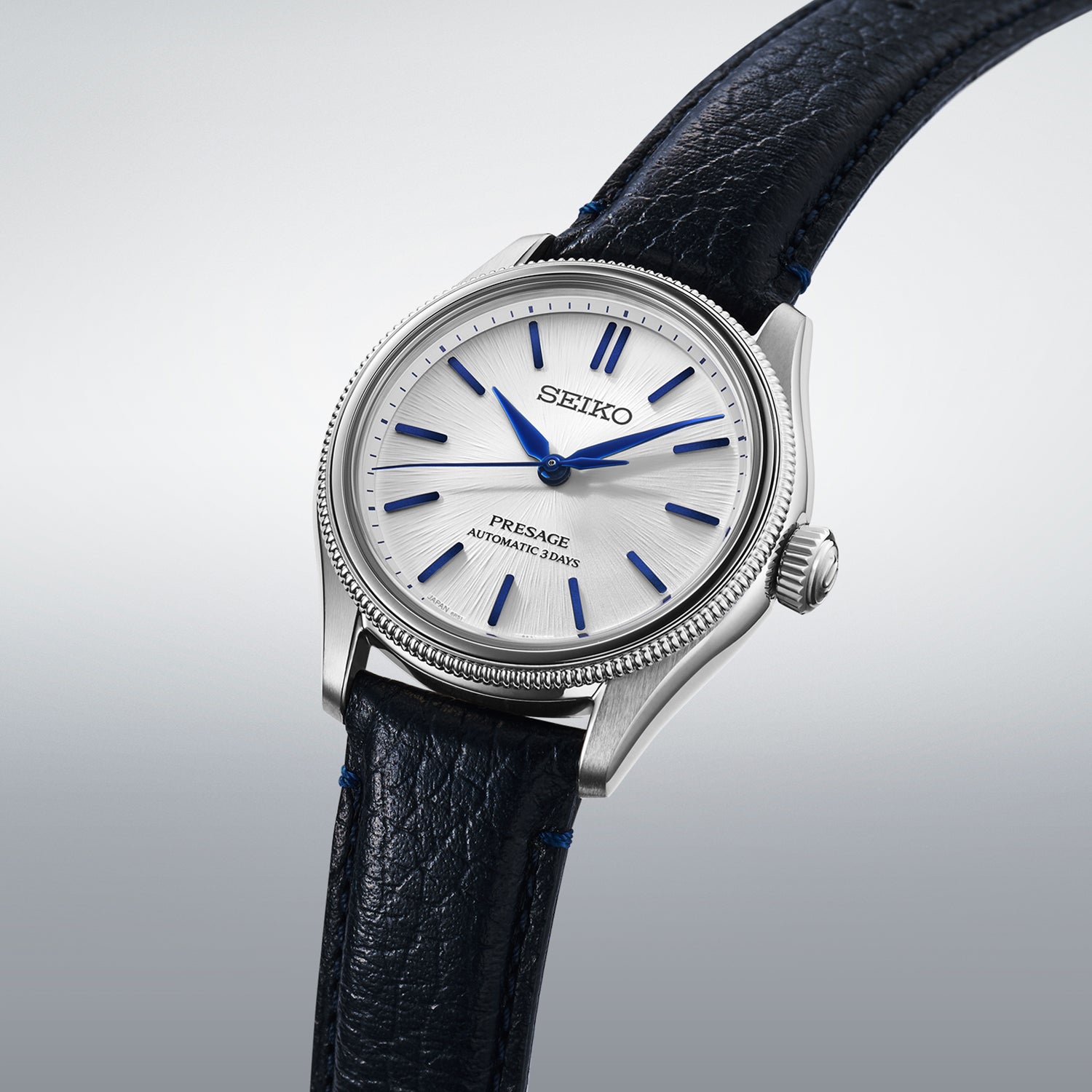 Seiko 145th Anniversary Limited Edition Presage Classic Silver Blue Watch HCC004J1