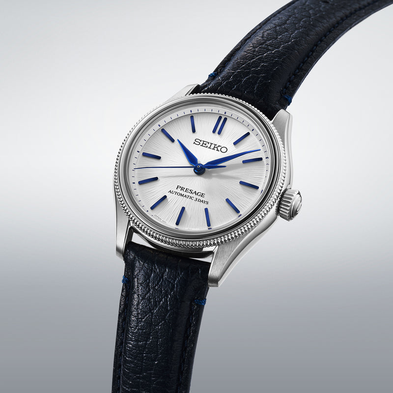 Seiko 145th Anniversary Limited Edition Presage Classic Silver Blue Watch HCC004J1