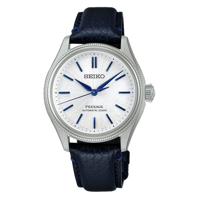 Seiko 145th Anniversary Limited Edition Presage Classic Silver Blue Watch HCC004J1