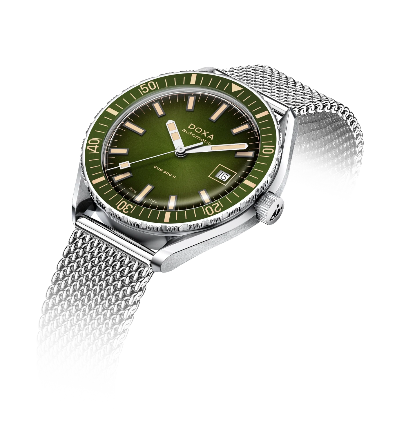 DOXA SUB 200  Sea Emerald Swiss Automatic Mesh Bracelet Watch