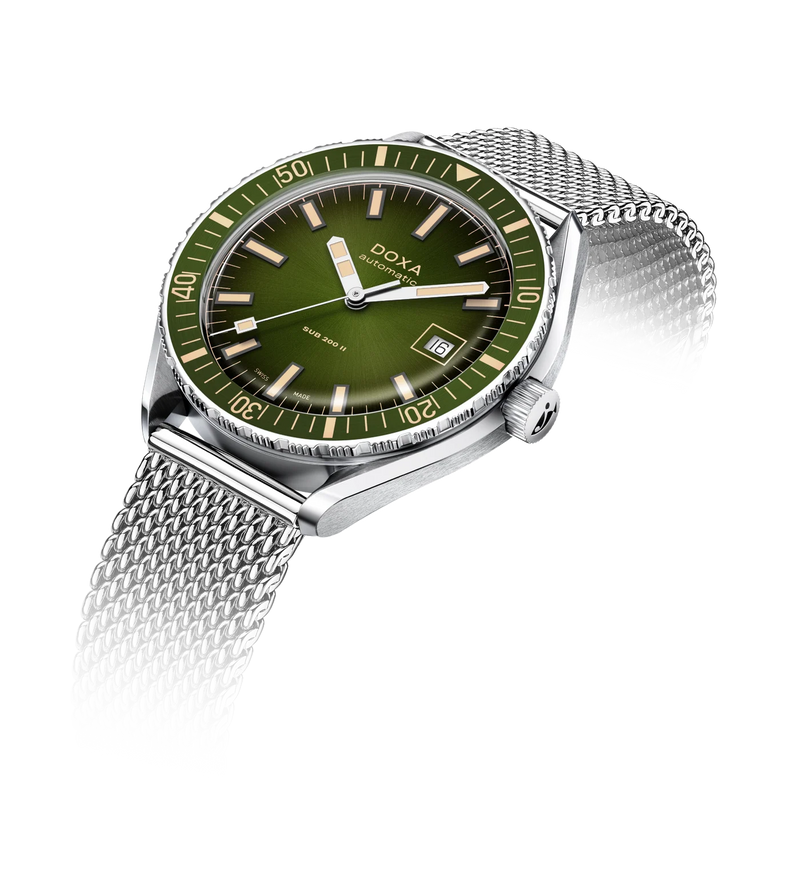 DOXA SUB 200  Sea Emerald Swiss Automatic Mesh Bracelet Watch