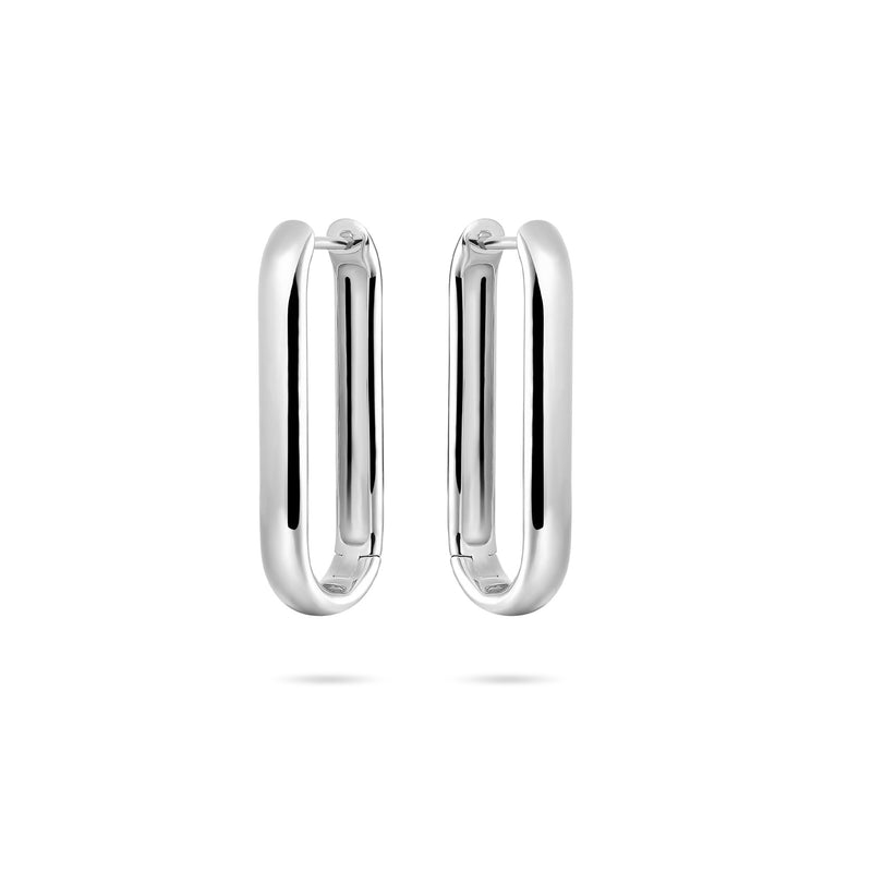 Silver Bold Maxi Long Hoop Earrings 20mm