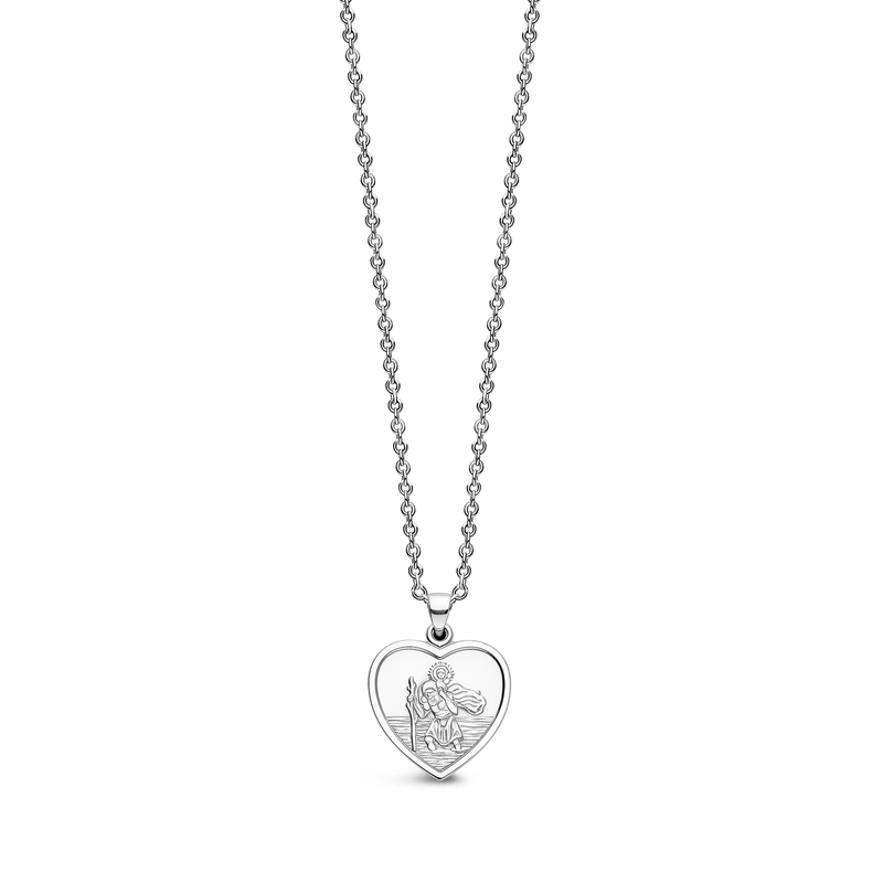 Sterling Silver Dinky Heart Shaped St. Christopher Pendant