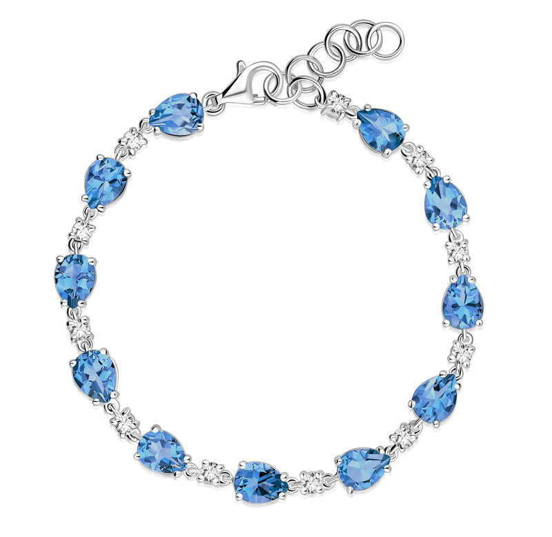 Sterling Silver London Blue Topaz Pear Multi-Stone Bracelet