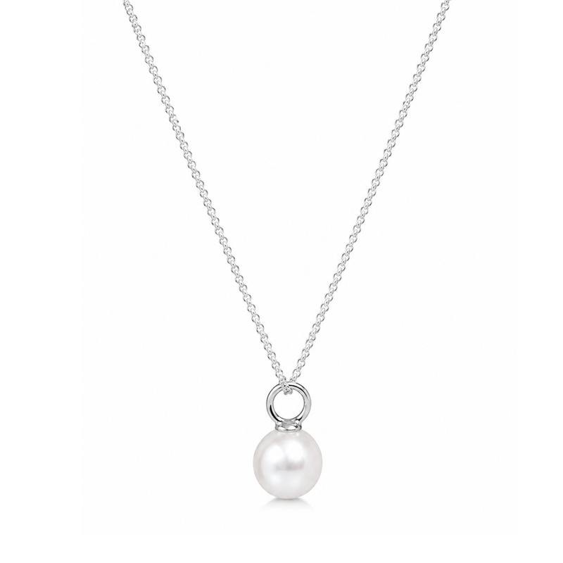 Sterling Silver Pearl Round Pendant 6-6.5mm