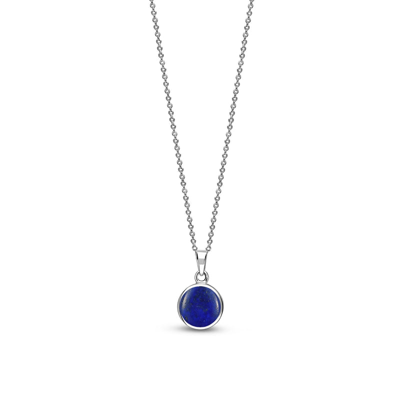 Sterling Silver Small Round Lapis Lazuli Pendant