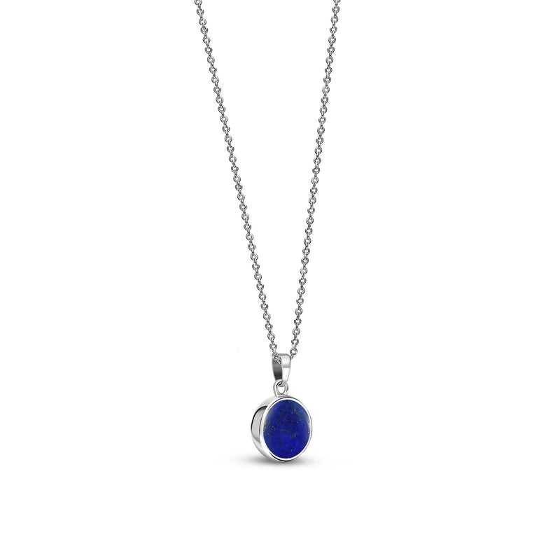 Sterling Silver Small Round Lapis Lazuli Pendant