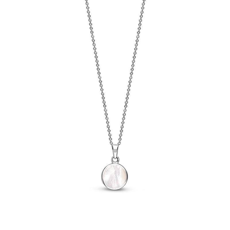 Sterling Silver Small Round Mother Of Pearl Pendant