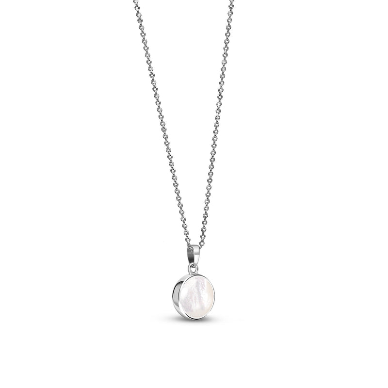 Sterling Silver Small Round Mother Of Pearl Pendant