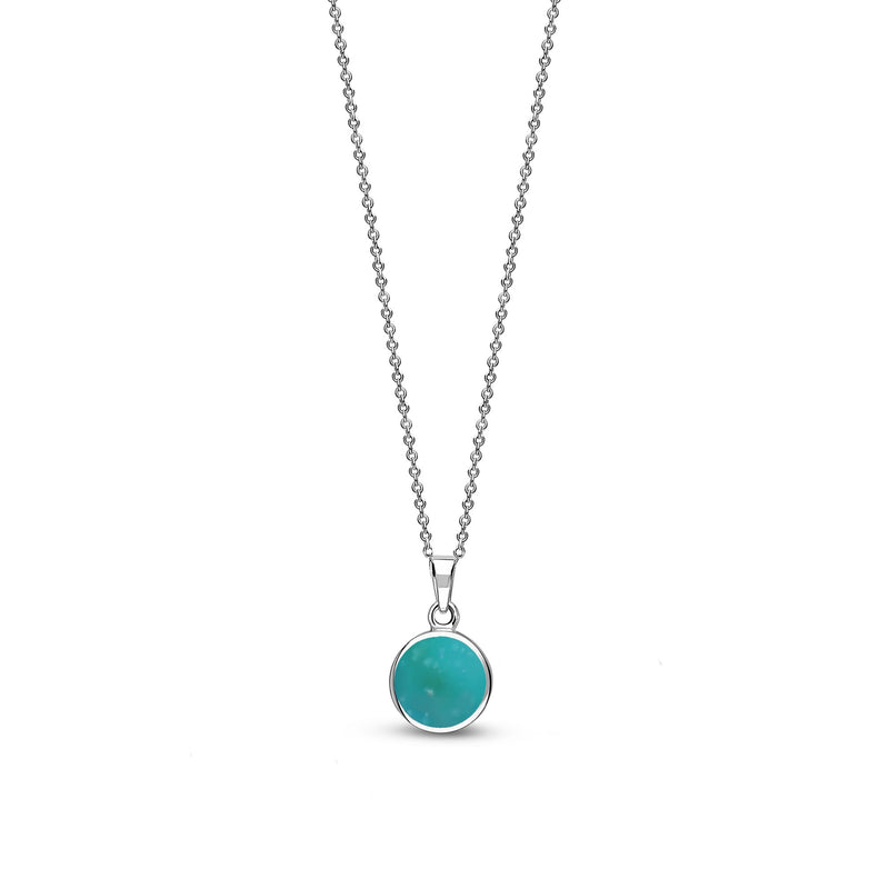 Sterling Silver Small Round Turquoise Pendant