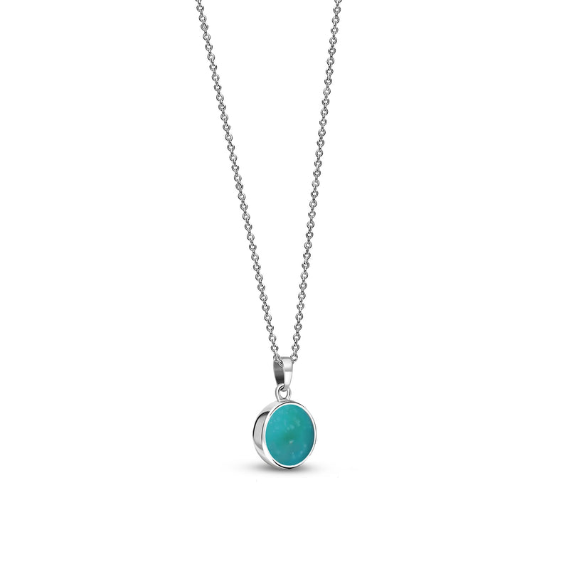 Sterling Silver Small Round Turquoise Pendant