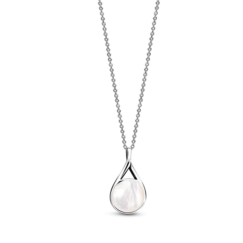 Sterling Silver Whitby Jet & Mother Of Pearl Double-Sided Twist Pendant