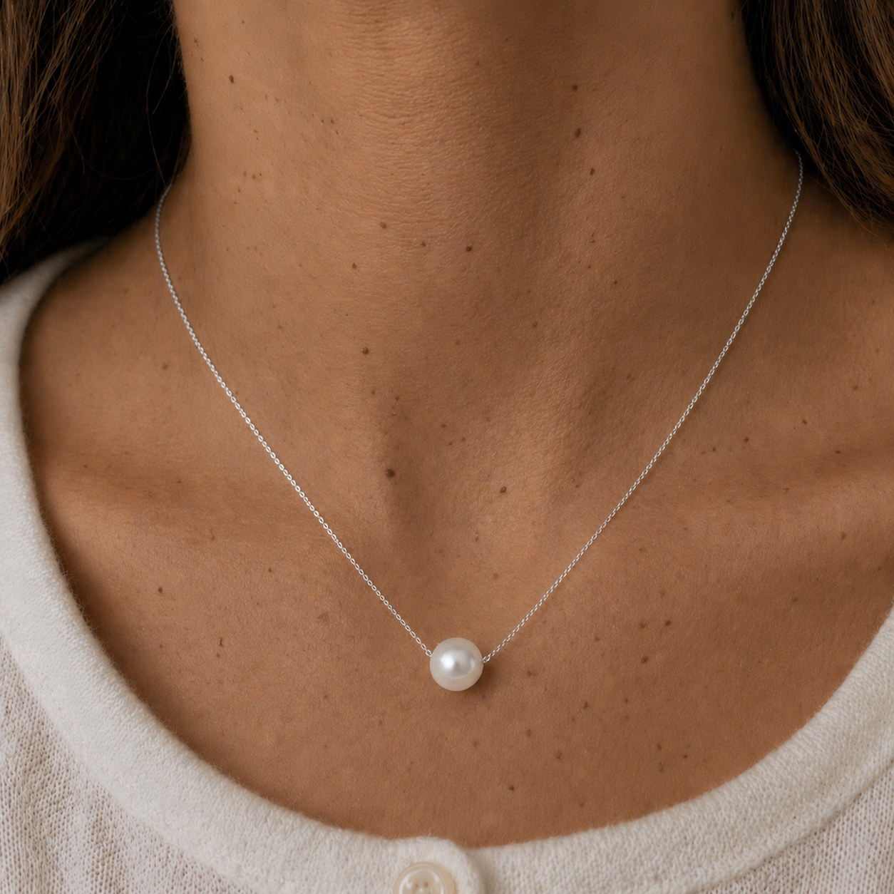 Sterling Silver Pearl Sliding Necklace
