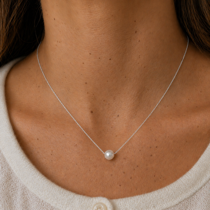 Sterling Silver Pearl Sliding Necklace