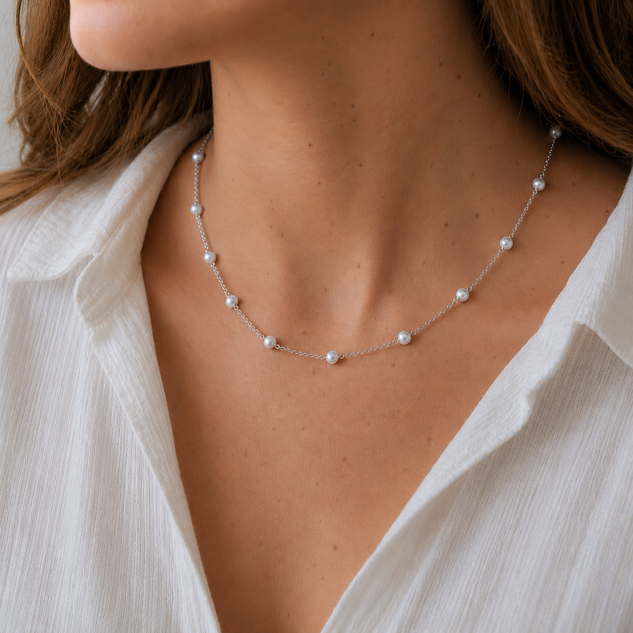 Sterling Silver Pearl Trace Chain Necklace