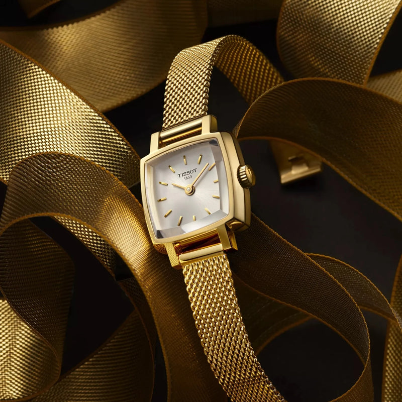 Tissot Lovely Quartz Square Yellow Gold Silver Dial Watch