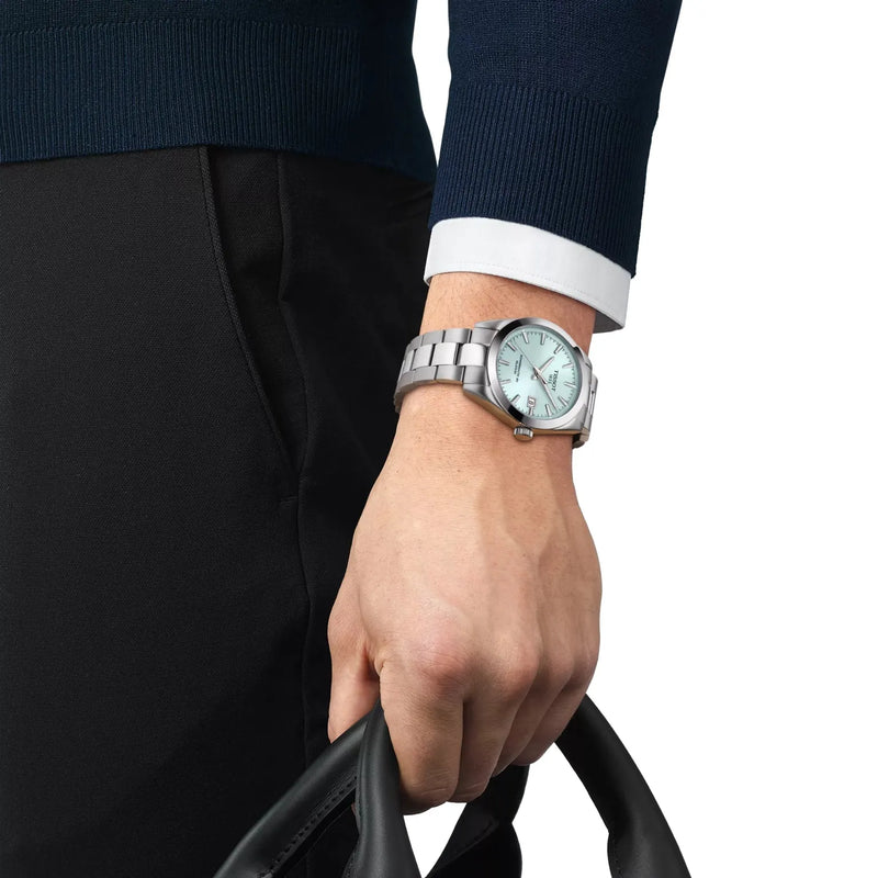 Tissot Gentleman Powermatic 80 Silicium Ice Blue Dial Watch