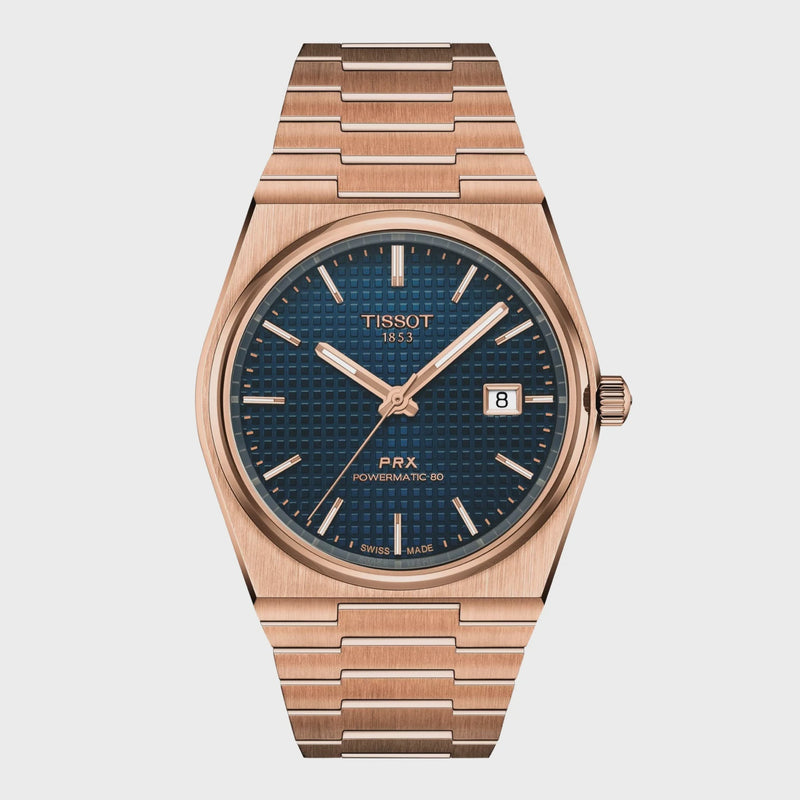 Tissot PRX Rose Gold Powermatic 80 Blue Dial Watch