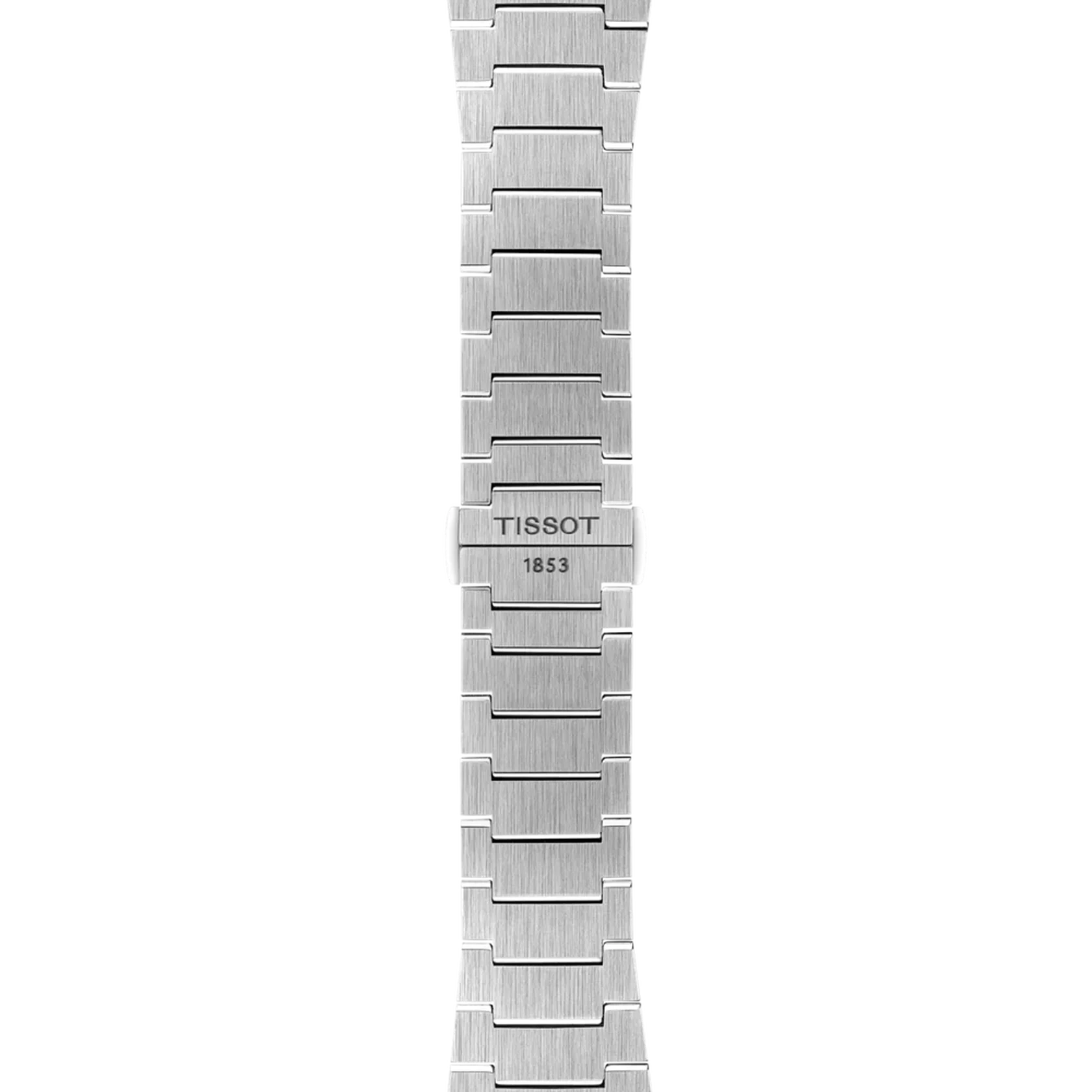 Tissot PRX chronograph stainless steel bracelet and clasp with Tissot 1853 logo
