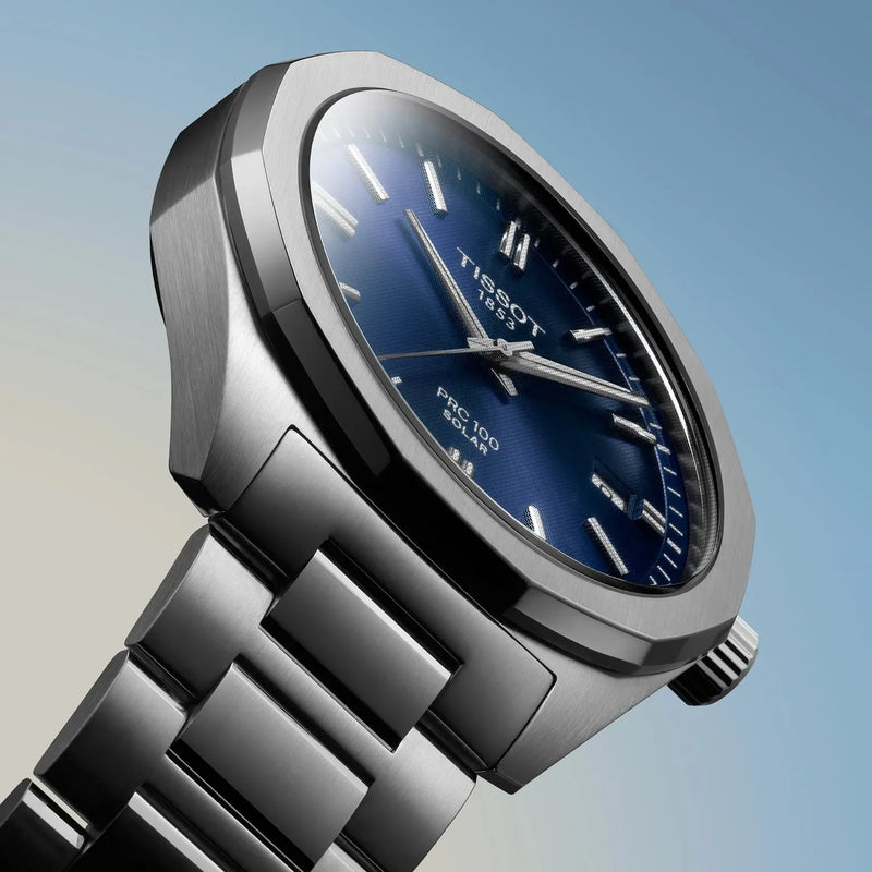 Tissot PRC 100 Solar Quartz 39mm Blue Dial Watch