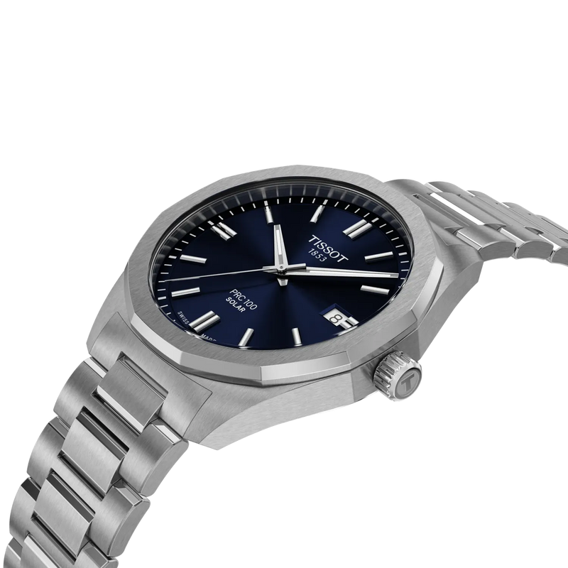 Tissot PRC 100 Solar Quartz 39mm Blue Dial Watch