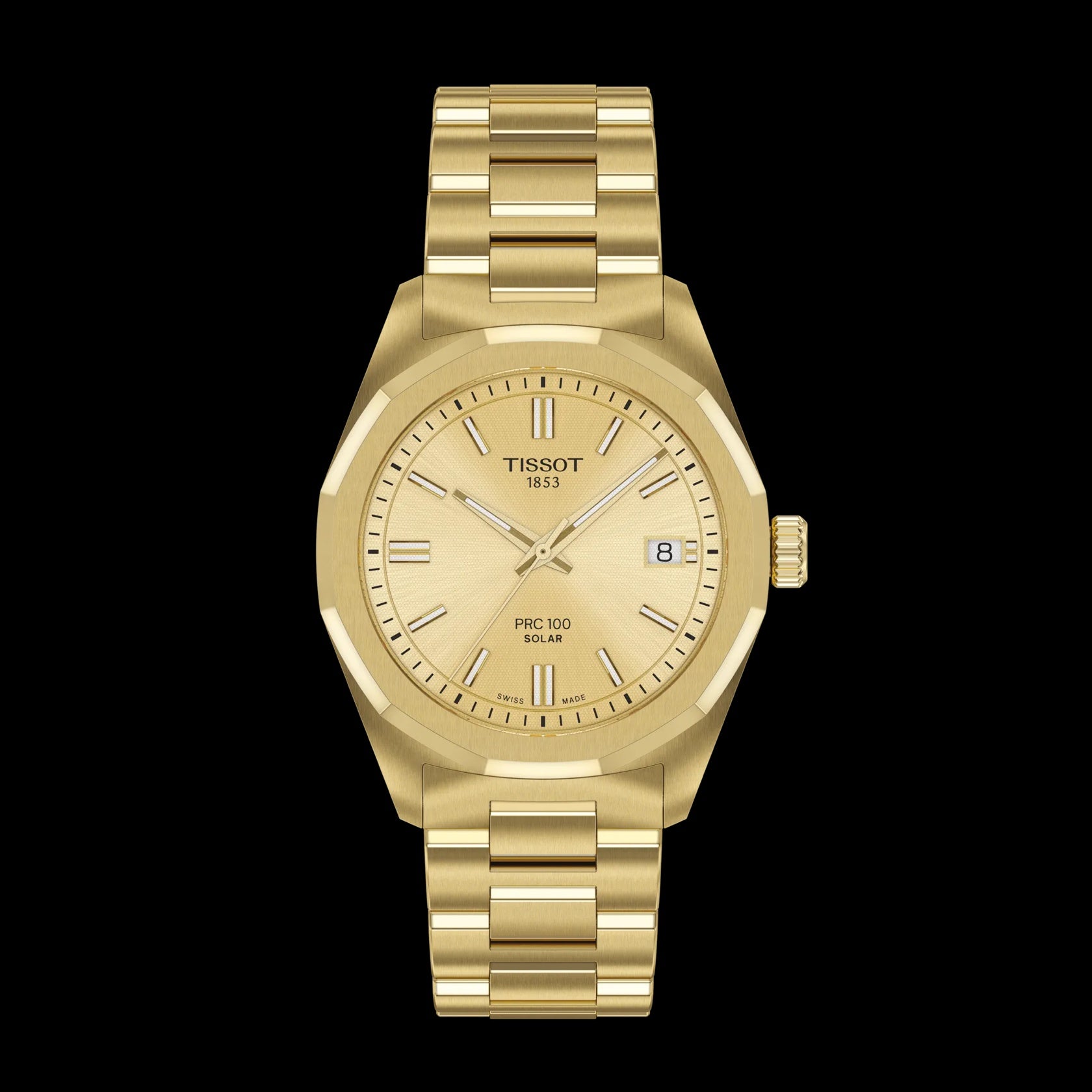 Tissot PRC 100 Solar 34mm Champagne Gold Watch